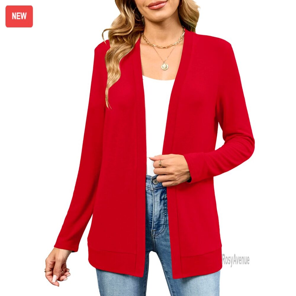 Open Front Knit Cardigan Long Sleeve Lightweight Bolero Sweater Casual Chic